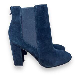Sam Edelman Case Suede Chelsea Heeled Ankle Boots Block Heel Women's 9.5 Black